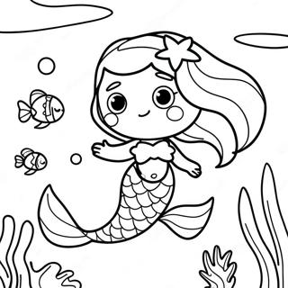 Cute Mermaid Underwater Scene Coloring Page | Cute Mermaid 塗色頁