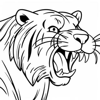 Fierce Saber Tooth Tiger Roaring Coloring Page | Saber Tooth Tiger 塗色頁
