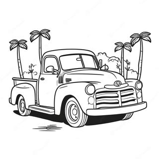 Vintage Pickup Truck Coloring Page | Classic Truck & Old Truck 塗色頁