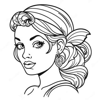 Tattoo Pin Up Girl Coloring Page | Tattoo Pin Up for Adults 塗色頁
