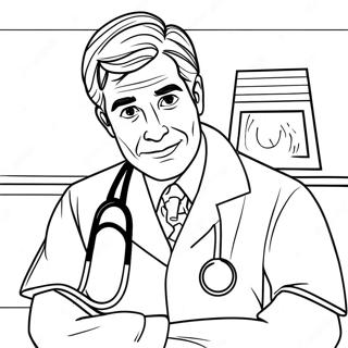 Doctor with Stethoscope Coloring Page | Medical for Adults 塗色頁