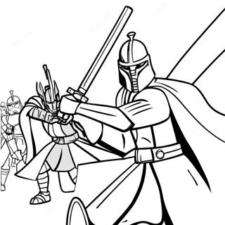 Clone Wars Jedi Battle Coloring Page | Clone Wars 塗色頁