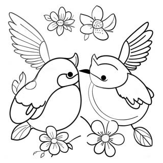Birds and Flowers Coloring Page | Birds and Flowers 塗色頁
