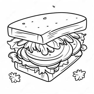 Delicious Sandwich with Lettuce Coloring Page | Sandwich 塗色頁