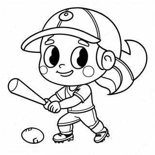 Cute Softball Character Coloring Page | I Love Softball 塗色頁