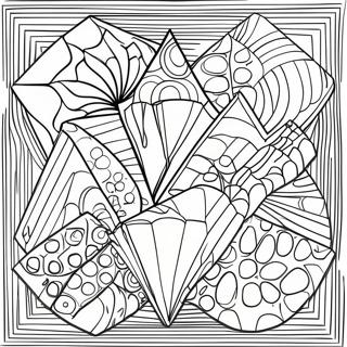 3D Geometric Shapes Optical Illusion Coloring Page