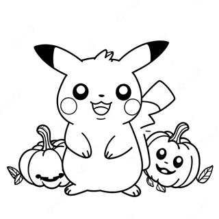 Adorable Pikachu in a Pumpkin Coloring Page | Cute Halloween Pokemon 塗色頁