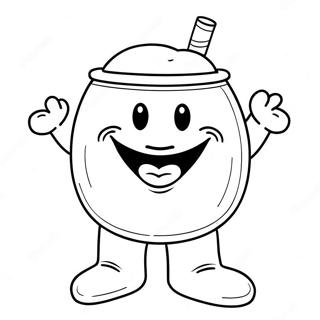 Happy Kool Aid Man with a Big Smile Coloring Page | Kool Aid Man 塗色頁