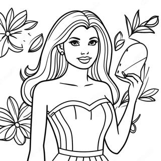 Fashionable Barbie Doll Coloring Page | Barbie Doll 塗色頁