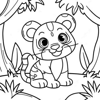 Playful Baby Tiger in Jungle Coloring Page | Baby Tiger 塗色頁
