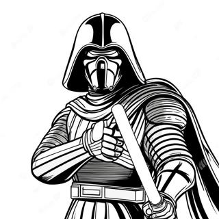 Kylo Ren with Lightsaber Coloring Page | Kylo Ren 塗色頁