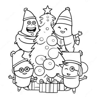 Festive Minions Decorating a Tree Coloring Page | Minions Christmas 塗色頁