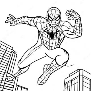 Dynamic Black Suit Spider Man Action Pose Coloring Page | Black Suit Spider Man No Way Home 塗色頁
