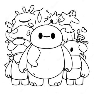 Cute Baymax with Friends Coloring Page | Baymax 塗色頁