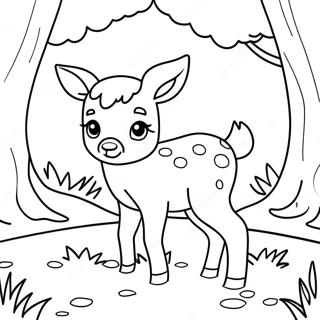 Cute Baby Deer in Forest Coloring Page | Baby Deer 塗色頁