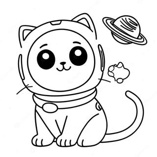 Space Cat Coloring Page | Space Cat 塗色頁