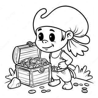 Jake the Pirate with Treasure Coloring Page