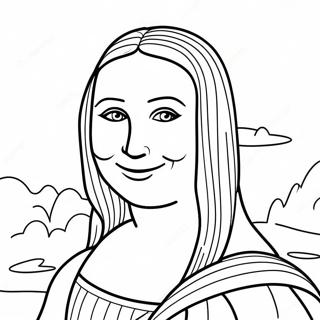 Mona Lisa Smiling Coloring Page
