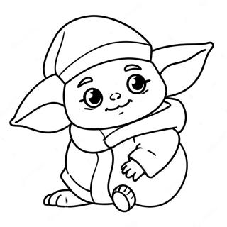 Cute Baby Yoda with Santa Hat Coloring Page | Baby Yoda Christmas 塗色頁