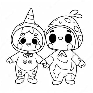 Cocomelon Characters in Spooky Costumes Coloring Page | Cocomelon Halloween 塗色頁