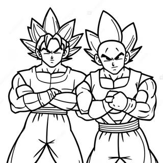 Goku and Vegeta Action Pose Coloring Page