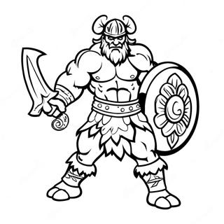 Barbarian Warrior in Battle Coloring Page | Clash of Clans 塗色頁