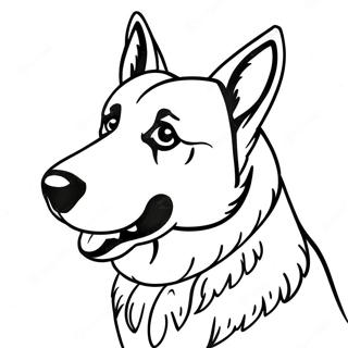 Realistic German Shepherd Portrait Coloring Page | Realistic German Shepherd 塗色頁