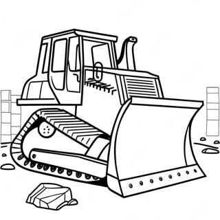 Bulldozer Construction Site Coloring Page