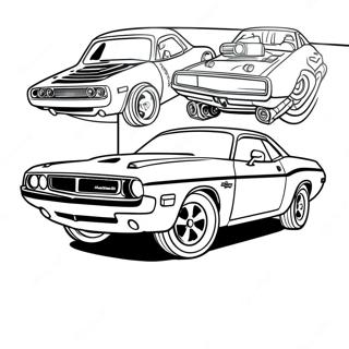 Classic Dodge Challenger Coloring Page | Dodge Challenger 塗色頁