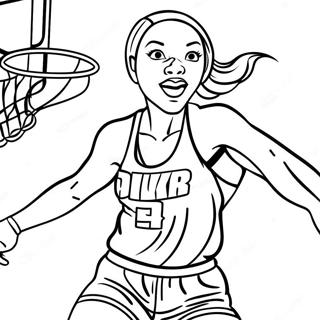 Dynamic WNBA Player Dunking Coloring Page | WNBA 塗色頁