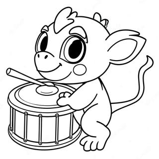 Grookey Playing with a Drum Coloring Page | Grookey 塗色頁