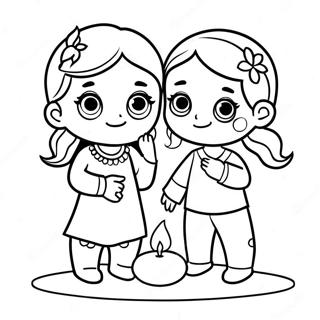 Kindergarten Diwali Coloring Page