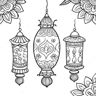 Colorful Diwali Lanterns Coloring Page