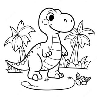 Dinosaur Easter Egg Hunt Coloring Page | Dinosaur Easter 塗色頁
