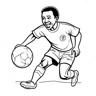 Pele Dribbling the Ball Coloring Page | Pele 塗色頁