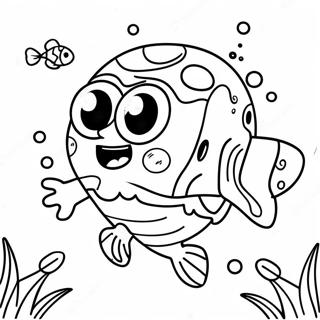 Cute Baby SpongeBob Underwater Coloring Page | Baby SpongeBob 塗色頁