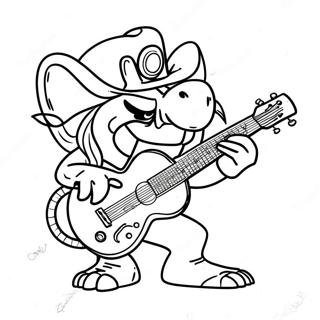 Lemmy Koopaling Playing Guitar Coloring Page | Koopalings 塗色頁