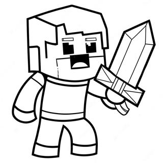 Minecraft Alex with Diamond Sword Coloring Page | Minecraft Alex 塗色頁