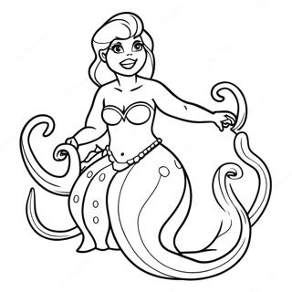 Ursula with Colorful Tentacles Coloring Page | Ursula 塗色頁