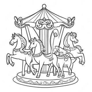 Whimsical Carousel Animals Coloring Page