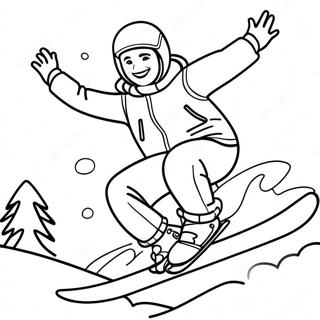 Cheerful Snowboarder Coloring Page