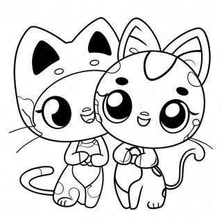 Charming Miraculous Ladybug and Cat Noir Coloring Page