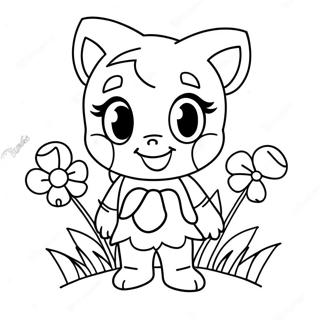 Cute Amy Rose with Flowers Coloring Page