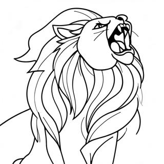 Majestic Lion Roaring Coloring Page | Big Cat 塗色頁