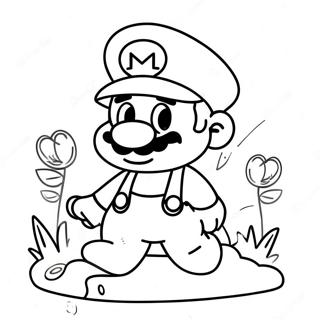 Adventurous Mario in Wonderland Coloring Page