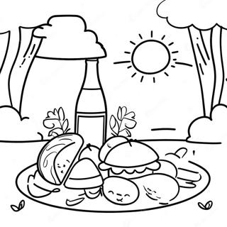 Sunny Day Picnic Coloring Page | Summer Fun 塗色頁