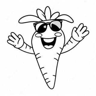 Happy Carrot with Sunglasses Coloring Page | Cute Vegetable 塗色頁