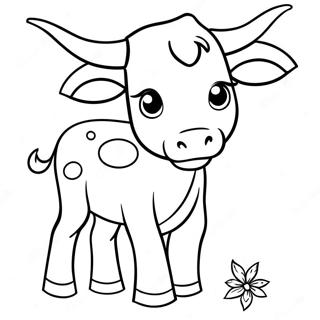 Cute Longhorn Calf Coloring Page | Longhorn 塗色頁