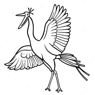 Majestic Crane in Flight Coloring Page | Crane 塗色頁