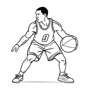 Basketball Player Dribbling the Ball Coloring Page | Basketball Player 塗色頁